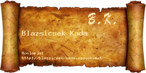 Blazsicsek Kada névjegykártya